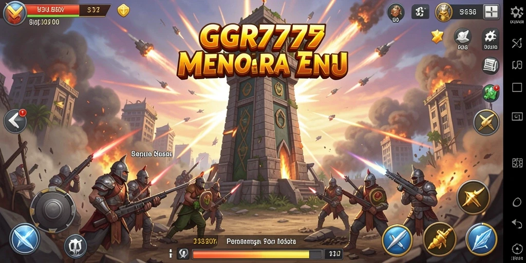 Tangkapan layar GGR7777 menampilkan aksi seru dalam Tower Defense.