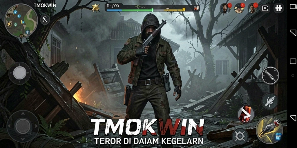 Tangkapan layar gameplay TMOKWIN menunjukkan momen mencekam saat menjelajahi tempat angker.